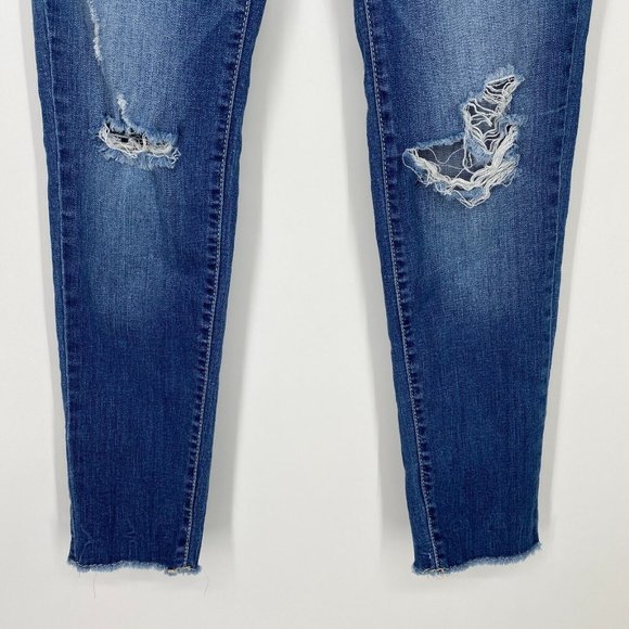 KanCan Skinny Ankle Jeans Women's Size 28 Mid Rise Stretch Distressed Denim Blue - Picture 3 of 11
